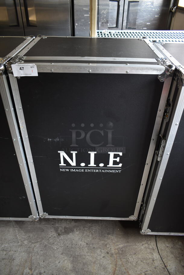 New Image Entertainment NIE Black Metal Hard Case on Commercial Casters.