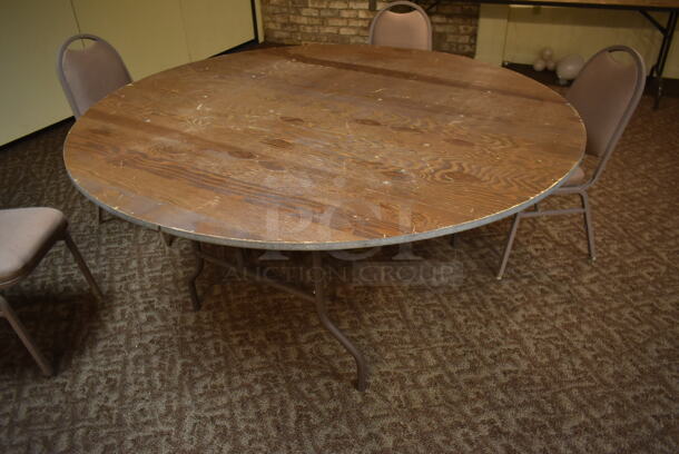 9 Wood Pattern Round Folding Tables. 9 Times Your Bid! BUYER MUST REMOVE. (ballroom #2) - Image 10 of 10