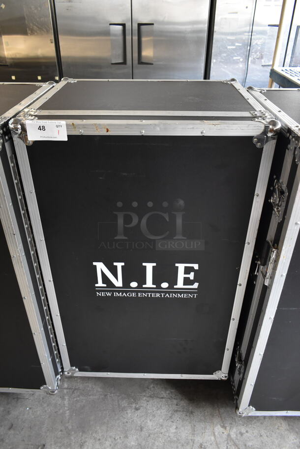 New Image Entertainment NIE Black Metal Hard Case on Commercial Casters.