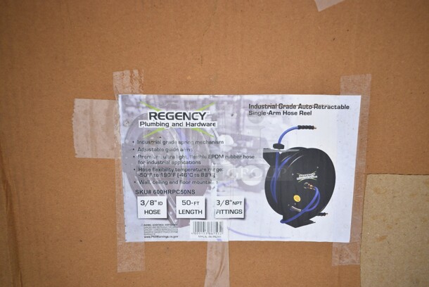 BRAND NEW SCRATCH AND DENT! Regency 600HRPC50NS Open Powder-Coated Steel Hose Reel with 50' Hose - Image 3 of 4