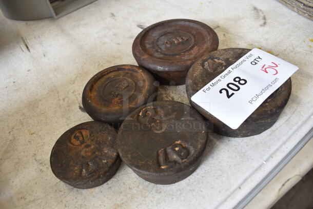 5 Metal Weights; 1 Pound, Two 2 Pound and 2 Four Pound. Includes 4x4x1.5. 5 Times Your Bid! - Image 2 of 3