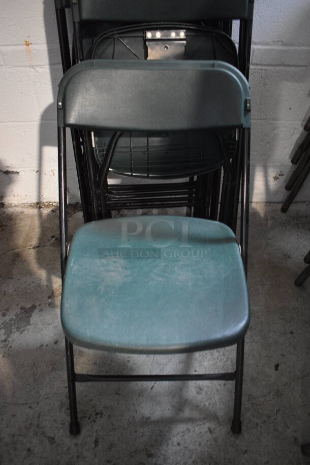 8 Black Metal and Gray Poly Folding Chairs. 18x20x30. 8 Times Your Bid!