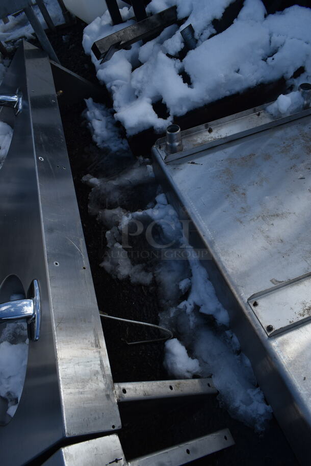 Stainless Steel Commercial Wall Mount Counter w/ 2 Sink Bays and 2 Faucets. Bays 15.5x11x7 - Image 4 of 4