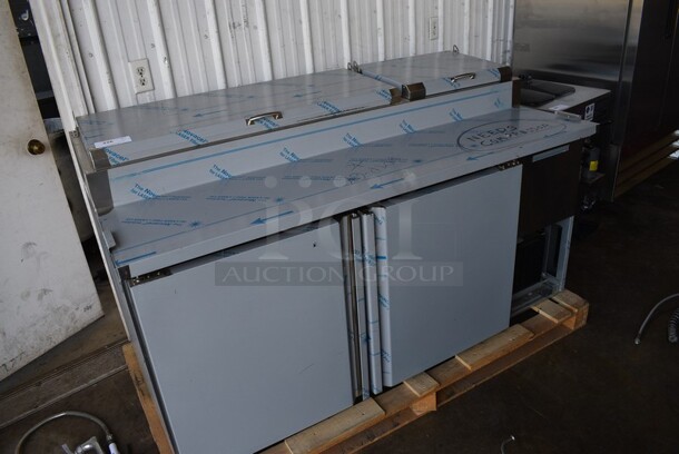 BRAND NEW SCRATCH AND DENT! 2020 Asber Model PWPT67 Stainless Steel Commercial Pizza Prep Table. Missing Compressor. 115 Volts, 1 Phase. 67.5x32.5x40. - Image 2 of 10