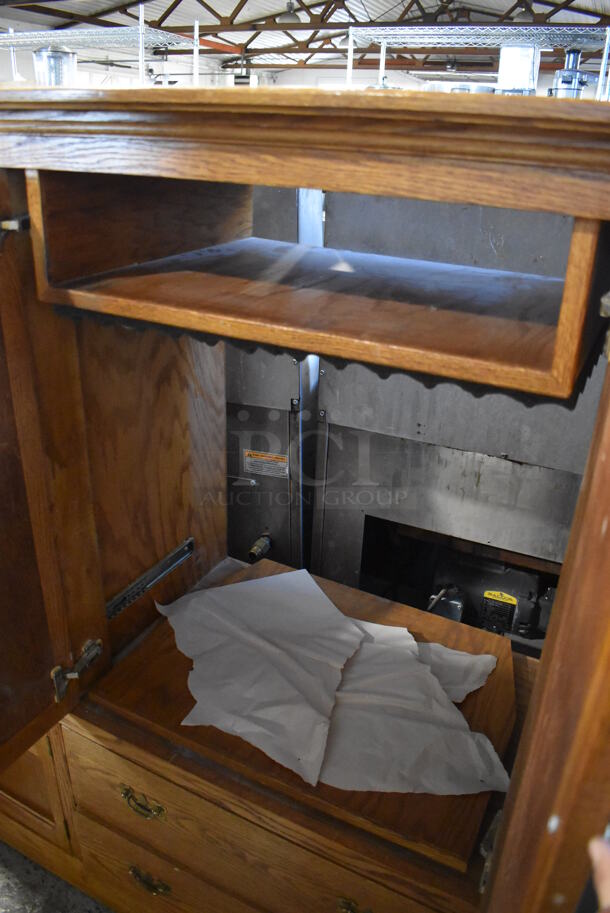 Wooden 4 Door Cabinet w/ 2 Drawers. 58x23x55.5 - Image 4 of 7