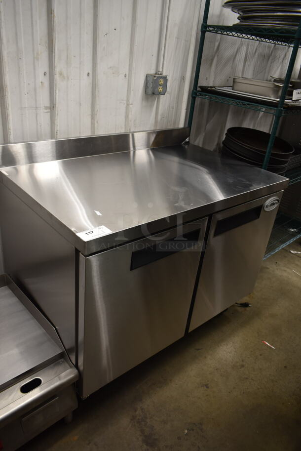 BRAND NEW SCRATCH AND DENT! 2023 KoolMore FWT-2D-12C Stainless Steel Commercial 2 Door Work Top Freezer on Commercial Casters. 115 Volts, 1 Phase. Tested and Working! - Image 1 of 7