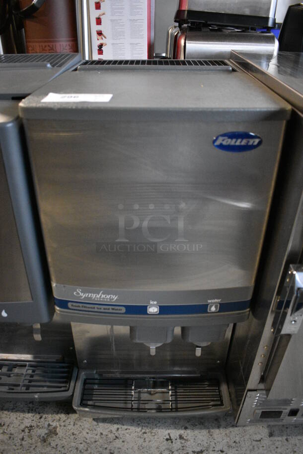 Follett Model 12CI400A Symphony Series Stainless Steel Commercial Countertop Ice Machine w/ Ice and Water Dispenser. 115 Volts, 1 Phase. 16.5x23.5x33