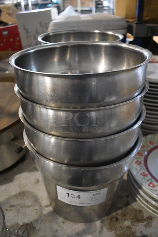 8 Stainless Steel Cylindrical Drop In Bins. 9.5x9.5x8.5. 8 Times Your Bid!