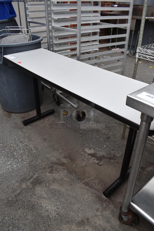Gray Table on 2 Metal Table Bases. 60x18x29 - Image 5 of 5