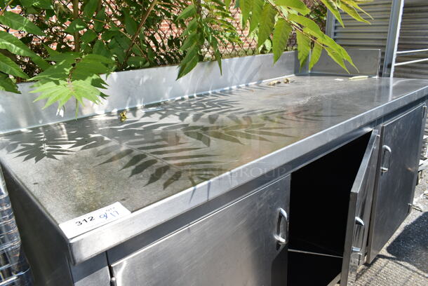 Stainless Steel Counter w/ 3 Doors and Back Splash.  - Image 2 of 8