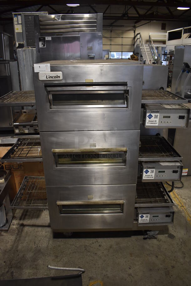 3 Lincoln Impinger Stainless Steel Commercial Electric Powered Conveyor Pizza Oven on Commercial Casters. 120/208 Volts, 3 Phase. 60x37x62. 3 Times Your Bid! - Image 2 of 10