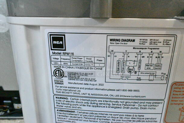 BRAND NEW SCRATCH AND DENT! RCA RPW116 1.0 Cu. ft. Top Load Compact Washing Machine, RPW116, Gray 115 Volts, 1 Phase. Tested and Working! - Image 7 of 7