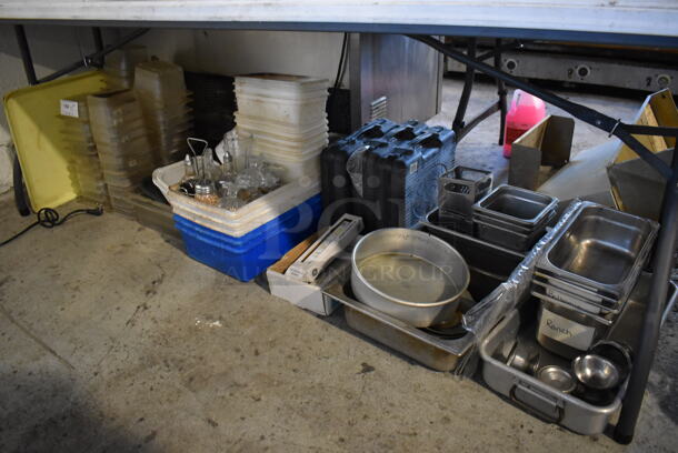 ALL ONE MONEY! Lot of Various Items Including Poly Drop In Bins, Poly Bins, Seasoning Shakers, Stainless Steel Drop In Bins