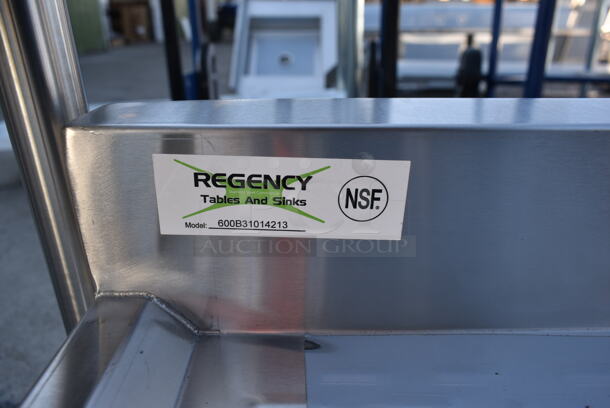 BRAND NEW SCRATCH AND DENT! Regency 600B31014213 Stainless Steel Commercial 3 Bay Back Bar Sink w/ Dual Drain Boards. No Legs. Bays 10x14. Drain Boards 11x15 - Image 4 of 4