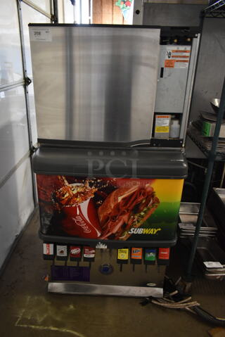 Manitowoc SD0452A Stainless Steel Commercial Ice Head on Cornelius ED250-BCZ Stainless Steel Commercial Countertop 8 Flavor Carbonated Beverage Machine. 115 Volts, 1 Phase. 