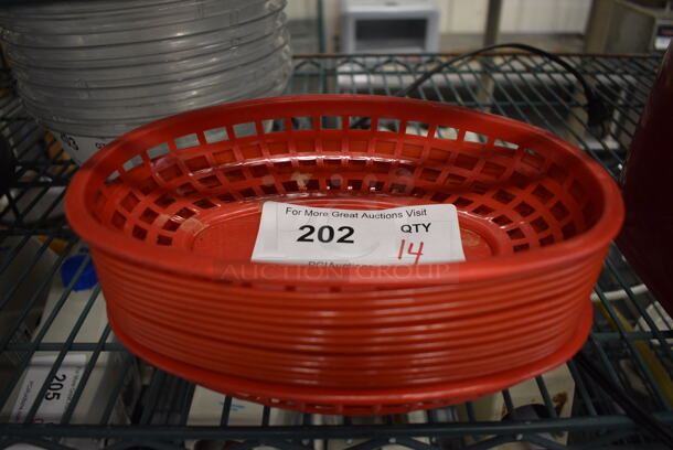 14 Red Poly Food Baskets. 9.5x6x2. 14 TR1278TRM - Image 1 of 3