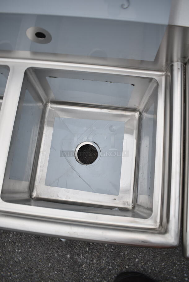 BRAND NEW SCRATCH AND DENT! Regency 600S2171718L Stainless Steel Commercial 2 Bay Sink w/ Left Side Drain Board. Bays 17x17. Drain Board 16.5x18.5. No Legs.  - Image 4 of 7