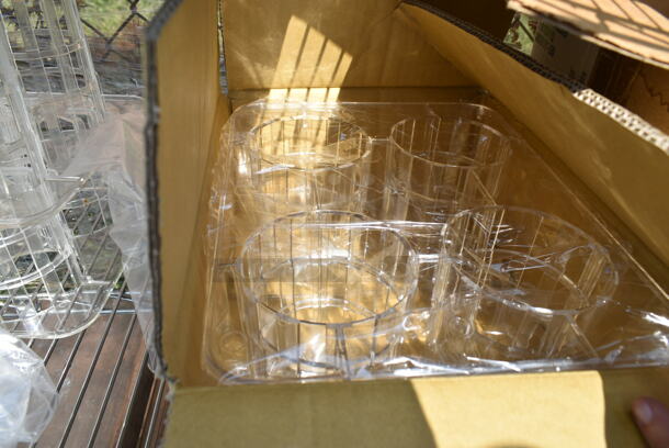 Chrome Finish 4 Tier Shelving Unit on Commercial Casters w/ Contents Including Stainless Steel Drop In Bins, Iced Tea Holder Dispenser. BUYER MUST DISMANTLE. PCI CANNOT DISMANTLE FOR SHIPPING. PLEASE CONSIDER FREIGHT CHARGES.  - Image 11 of 12