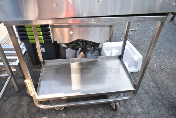 Stainless Steel Ice Buffet Merchandiser on Metal 2 Tier Cart w/ Commercial Casters.  - Image 6 of 6