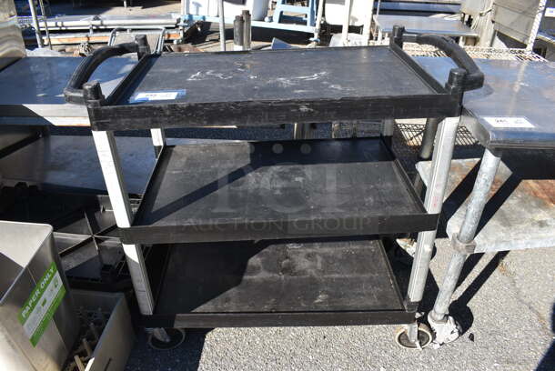 Black Poly 3 Tier Cart on Commercial Casters. 40x21x39