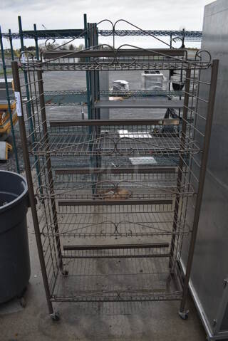 Brown Metal 5 Tier Chip Rack on Casters. 34x18x66