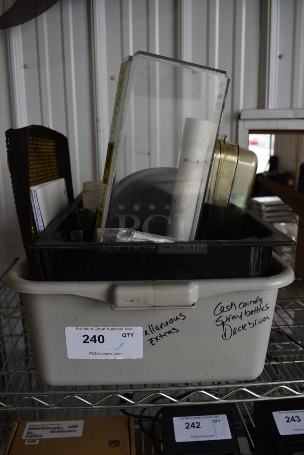 ALL ONE MONEY! Lot of Various Items Including Poly Bin and Gray Bus Bin! - Image 1 of 4