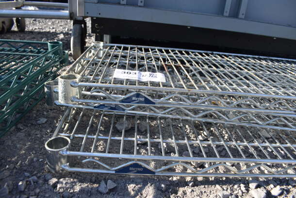 ALL ONE MONEY! Lot of 3 Metro Chrome Finish Wire Shelves. 60x14x1.5 - Image 3 of 3