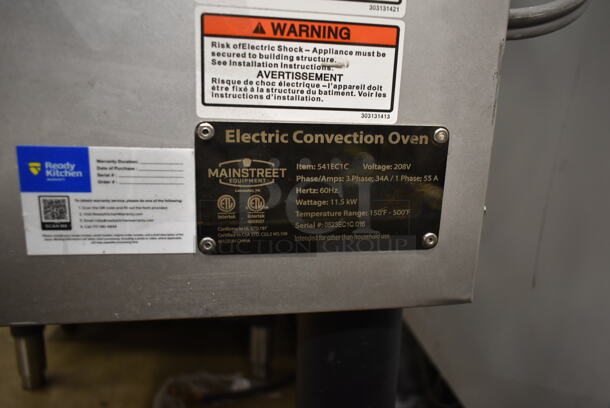 BRAND NEW SCRATCH AND DENT! 2023 Mainstreet 541EC1C Stainless Steel Commercial Electric Powered Full Size Convection Oven w/ View Through Doors, Metal Oven Racks and Thermostatic Controls on Metal Legs. 208 Volts, 3 Phase.  - Image 6 of 7