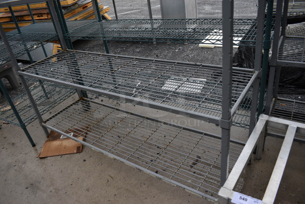 Gray 4 Tier Shelving Unit. BUYER MUST DISMANTLE. PCI CANNOT DISMANTLE FOR SHIPPING. PLEASE CONSIDER FREIGHT CHARGES. 60x18x73 - Image 3 of 3