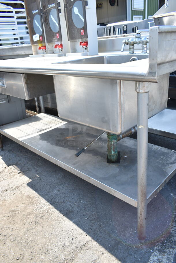 Stainless Steel Table w/ Sink Basin, Faucet, Handles, Drawer and Under Shelf.  - Image 6 of 6