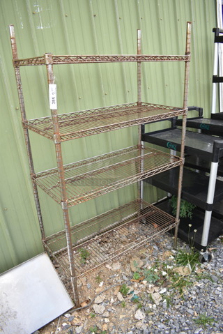 Chrome Finish 4 Tier Wire Shelving Unit. BUYER MUST DISMANTLE. PCI CANNOT DISMANTLE FOR SHIPPING. PLEASE CONSIDER FREIGHT CHARGES. 