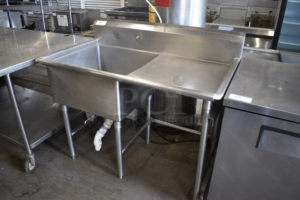 Stainless Steel Commercial Single Bay Sink w/ Right Side Drainboard. 50x29x45. Bay 24x24x12. Drainboard 22x25x1 - Image 2 of 5