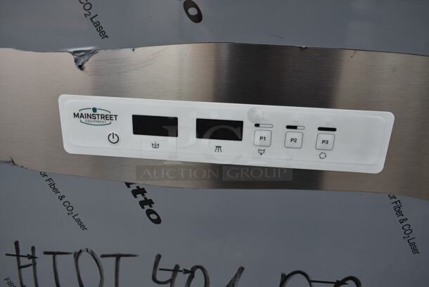 	BRAND NEW SCRATCH AND DENT! 2023 Main Street Equipment 541HTDT401 Stainless Steel Straight Pass Through Single Rack High-Temperature Dishwasher with Booster Heater and Regency Left Side Clean Side Dishwasher Table. 208-240 Volts, 1 Phase. - Image 2 of 6