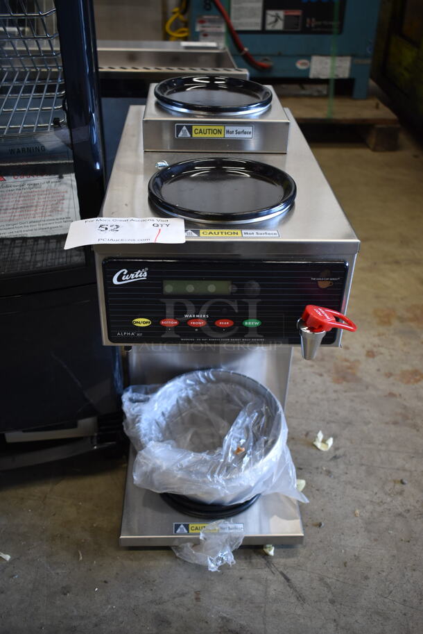 BRAND NEW SCRATCH AND DENT! Curtis ALP3GT12A000 Stainless Steel Commercial Countertop 3 Burner Coffee Machine w/ Hot Water Dispenser and Metal Brew Basket. 120 Volts, 1 Phase.  - Image 2 of 6