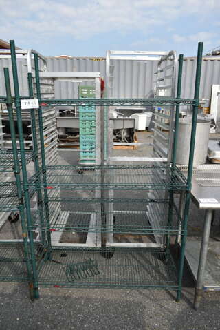 Metro Green Finish 4 Tier Wire Shelving Unit. BUYER MUST DISMANTLE. PCI CANNOT DISMANTLE FOR SHIPPING. PLEASE CONSIDER FREIGHT CHARGES.