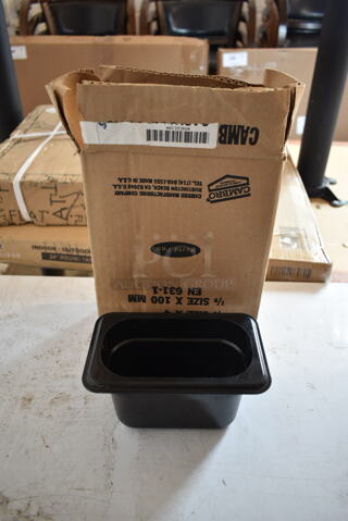 Box of 6 BRAND NEW! Black Poly 1/9 Size Drop In Bins. 1/9x4