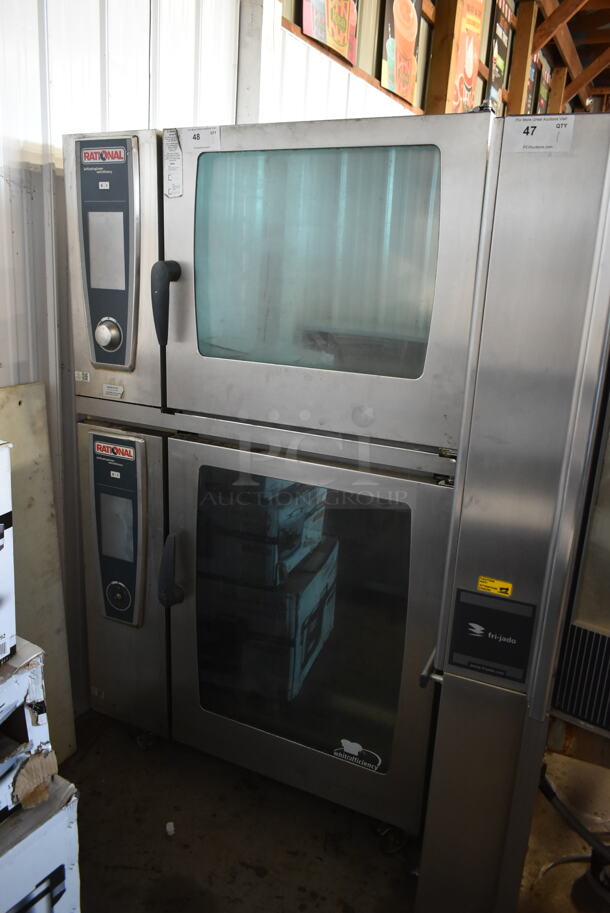 2 2013 Rational Stainless Steel Commercial Combitherm Self Cooking Center Convection Ovens on Commercial Casters. Top Model: SCC WE 62. Bottom Model: SCC WE 102. 480 Volts, 3 Phase. 2 Times Your Bid!