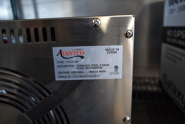 BRAND NEW SCRATCH AND DENT! Avantco 177LT06A Stainless Steel Commercial Food Dehydrator. 120 Volts, 1 Phase. Tested and Only Works On The Highest Heat Setting.
 - Image 10 of 10