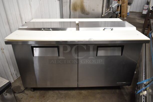 2017 True TSSU-60-16-DS-ST Stainless Steel Commercial Dual Side Prep Table Bain Marie w/ 2 Cutting Boards on Commercial Casters. 115 Volts, 1 Phase. Tested and Working!