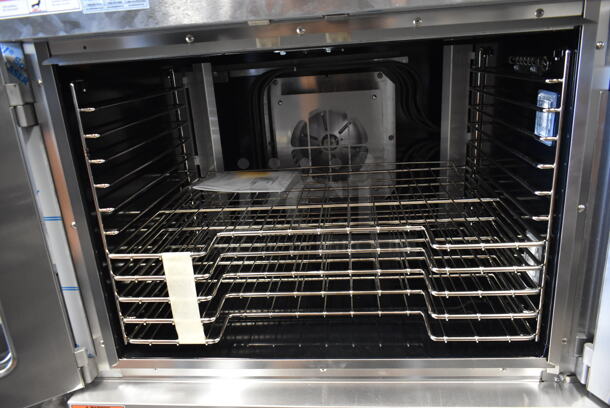 2 BRAND NEW SCRATCH AND DENT! Vulcan VC5ED ENERGY STAR Stainless Steel Commercial Electric Powered Full Size Convection Oven w/ View Through Doors, Metal Oven Racks and Thermostatic Controls on Commercial Casters. 240 Volts, 3/1 Phase. 2 Times Your Bid! Tested and Working! - Image 7 of 10