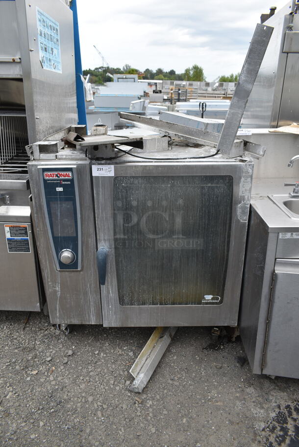 Rational Stainless Steel Commercial Combi Convection Oven w/ View Thorough Door on Commercial Casters.