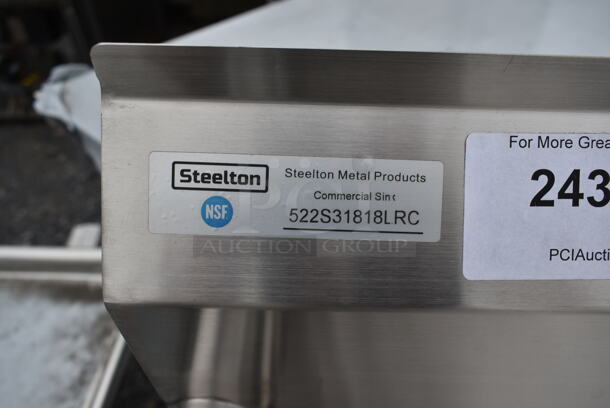 BRAND NEW SCRATCH AND DENT! Steelton 522S31818LRC Stainless Steel Commercial L Shaped 3 Bay Sink w/ Dual Drain Boards. - Image 3 of 6