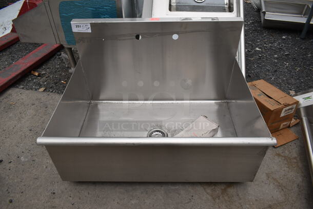 BRAND NEW SCRATCH AND DENT! Stainless Steel Commercial Single Bay Sink w/ Faucet and Handles. No Legs. - Image 1 of 3