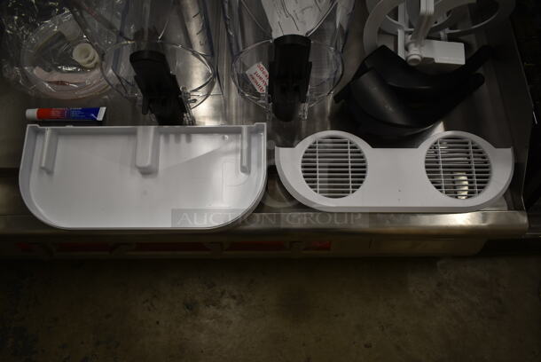 BRAND NEW SCRATCH AND DENT! 2 Poly Clear Slushie Machine Hoppers and Drip Tray. - Image 2 of 7