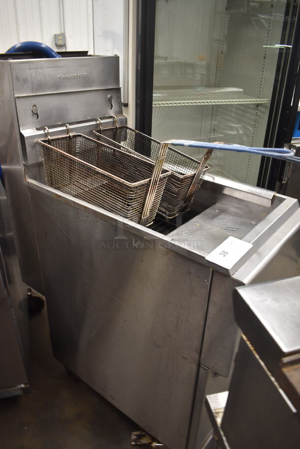Pitco 45C+SS Commercial Stainless Steel Natural Gas Floor Fryer With 2 Fryer Baskets. 122,000 BTU.  - Image 2 of 5