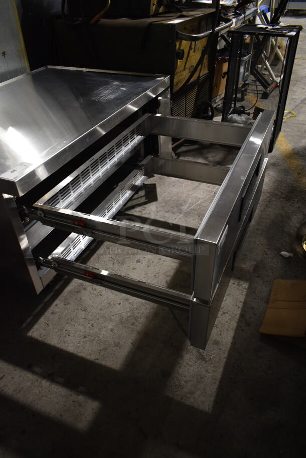 BRAND NEW SCRATCH AND DENT! 2023 Avantco 178CBE48HC Stainless Steel Commercial 2 Drawer Chef Base on Commercial Casters. 115 Volts, 1 Phase. Tested and Working! - Image 5 of 7