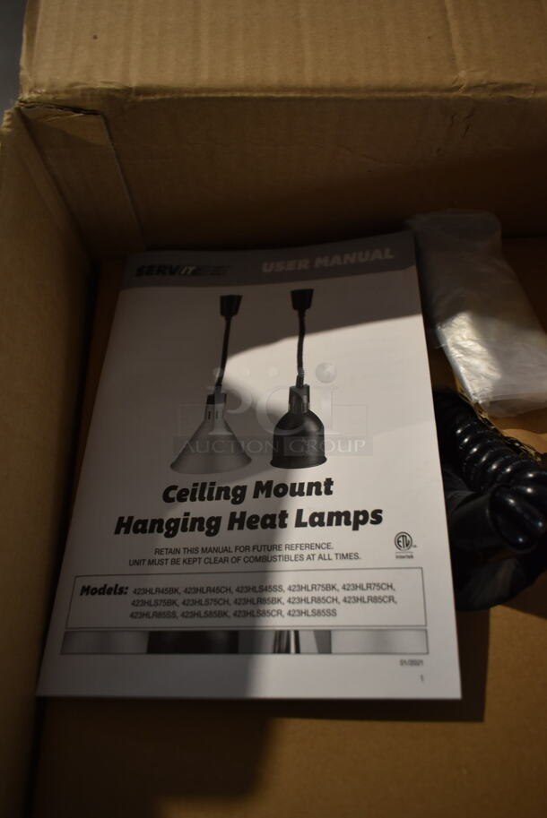 3 BRAND NEW IN BOX! ServIt 423HLR85CR 30-80" Retractable Cord Ceiling Mount Warming Lamps. 120 Volts, 1 Phase. 3 Times Your Bid! - Image 5 of 6