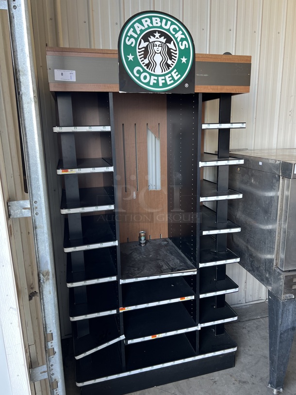 Starbucks Black and Brown Multi Shelf Display Rack. 46x26x92 - Image 2 of 6