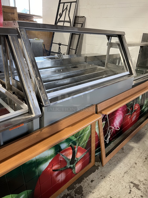Duke Stainless Steel Commercial Subway Sandwich Make Line Prep Table w/ Lowering Sneeze Guard, In Counter Cup Dispensers and Front Panels. 231x38x58 - Image 4 of 7