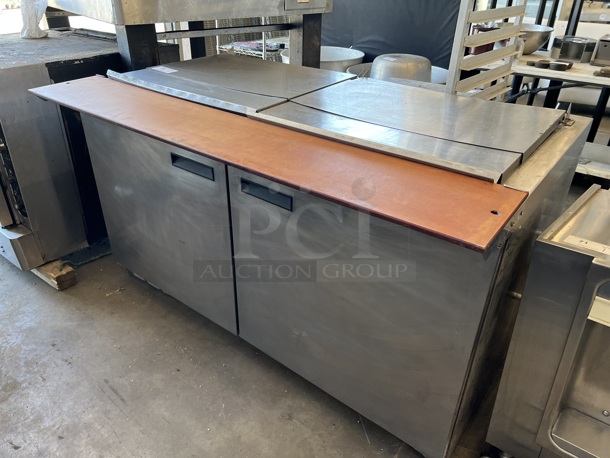 2013 Delfield Model 4460N-24M-A880 Stainless Steel Commercial Sandwich Salad Prep Table Bain Marie on Commercial Casters. 115 Volts, 1 Phase. 60.5x32x36. Tested and Working! - Image 2 of 7